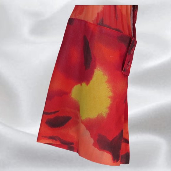 QUINTIERI Red Pattern Button Up Top in Size Large - Picture 4 of 8